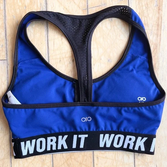 Infinitely Strong Racerback Blue Sports Bra Light Removable Padding Size Small - Picture 3 of 8